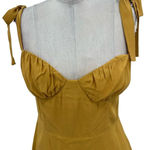 Aritzia  Wilfred Cammy Mini Dress Cairo Gold Yellow‎ Tie Sleeve Size Medium Photo 3