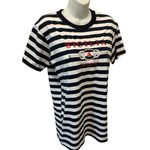 Italian Striped Crewneck Tee Sz L Navy White Nautical Sicily Graphic Shirt Blue Size L Photo 2