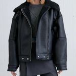 NWT  oak + fort oversized faux leather biker aviator jacket coat xxs Photo 1