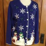 Retro Y2K embroidered beaded Christmas cardigan Size M Photo 8