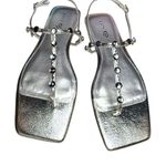 Katy Perry  Collections Metallic Silver Sandals Pink canoe stone square toe 10/40 Photo 5