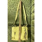 The Sak  Tassel Pebbled Leather Crossbody Bag Yellow Adjustable Strap Photo 4