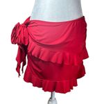 LIONESS  Rendezvous Mini Skirt in Crimson X-Large Womens Stretchy Ruffle Photo 4