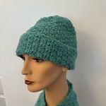 Elegant Teal Knit Scarf and Hat Set – Soft, Warm & Stylish Winter Accessory Green Photo 3