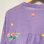 Figueroa & Flower Boho Embroidered Tunic Button Up Shirt XL Whimsical Floral Purple Photo 2