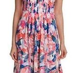 NYDJ Lana Floral Printed Fit and Flare Mini Dress in Pink/Blue Multi Size 4 Photo 0