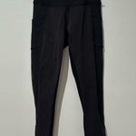Lululemon Sheer Panel Rouched lower Leg Leggings Mesh Side Pockets Yoga Workout Photo 0