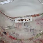 Kontrol  Romantic Cottagecore Fairy Top Womens XL Pink Sheer‎ Lined Puff Sleeve Photo 4