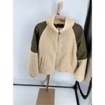 Jacqueline de Yong Green Quilted Cream Fleece Jdyiza Teddy Mix Jacket Size XL Green Photo 8