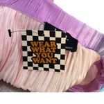 Dressed in Lala Rainbow Daydream Plissé Pleated Top Notched Collar Size‎ Medium Pink Photo 12