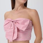 STAUD  Atticus Camisole Top Pink Bow Strapless Satin Coquette Feminine Size M Photo 0