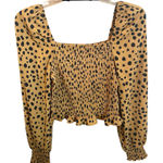 Papaya  Leopard Print Smocked Cropped Blouse Size Medium Juniors Photo 0