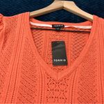 Torrid Everyday Soft Pullover V-Neck Pointelle Sweater Apricot Brandy Size 1X Photo 9