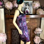 JAY GODFREY PURPLE, PINK & BLACK PRINT BODY CON SHEATH DRESS (10) Photo 3