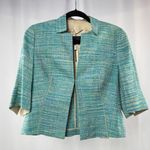 Akris  Silk Tweed Evening Jacket in Teal Blue Green Size Large or 10 Photo 3