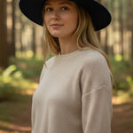 Sara Designs Black Felt Fedora Hat Wool Blend Wide Brim Women’s Casual Fall Winter Photo 0