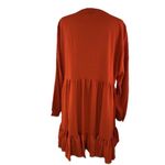 Vince Camuto Sz Large Orange Lined Dress Long Sleeves Ruffled Edge V-Neck Photo 3