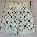 Classic Elements Vintage  Sweater Vest Medium Embroidered Zip Up Cottagecore Boho Photo 0