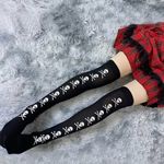 Skull Print Thigh High Socks, Cosplay Over‎ The Knee Socks
One Size Black Photo 2