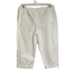 Coldwater Creek  Capri Pants Sz 12 Tie Bottoms White Koi Fish Coastal Stretch Photo 2