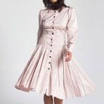 Rachel Antonoff Fanny Pleated Shirt Dress Size 0 Pink & Black Photo 0
