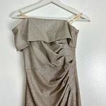 Eliza J One-Shoulder Glitter Mermaid Gown in Beige Size US 0 Photo 3