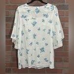 Blair  Floral top with flair arms knitted neckline size medium Photo 2