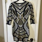 Forever 21 NWT  Black Cream Gold Metallic Yarn Fitted Sweater Dress Size Small Photo 7