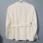 ZARA Women Bloggers Fav Oyster White Linen Blend Belted Business Blazer Size M Photo 14