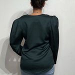 EXPRESS  Green Long Sleeve Faux Wrap Blouse Sz L Photo 8