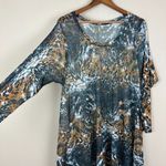 Comfy USA Tunic Top Womens XL Multicolor Mesh Animal Print High Low Long Sleeve Blue Photo 3