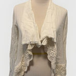 YA Los Angeles  Cardigan Collared Open Front Crochet Fringe Hem Size Small Photo 0
