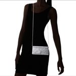 Jessica McClintock Metal Mesh Roll Bag Clutch Purse Crossbody Silver Chain Photo 1