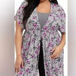 Torrid Sold  Grey Floral Lurex Duster Kimono size 3X/4X Photo 0