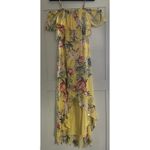 BB Dakota Women's  Dress Yellow Floral Off Shoulder Ruffle Flowy High Low Size 0 Photo 7