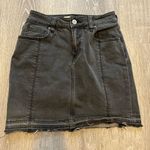 Pac Sun Black Charcoal Lightly Distressed Jean Denim Skirt Size 23 Stretch Photo 0