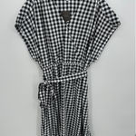 Grayson Social Womens Black Gingham Print Dress Belted Size 4X NWT Cap Sleeve Photo 0