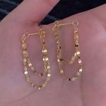 18K Gold Plated Gold Chain Tassel Dangle Drop Earrings for Women Photo 0