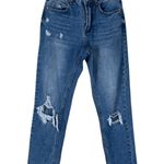 Papaya Jeans Juniors 1 Medium Wash Distressed High Waisted Straight Leg 90s Photo 0