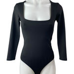 Free People  Women's Black Long Sleeve Square Neck Fitted Bodysuit Top Size XS Photo 0