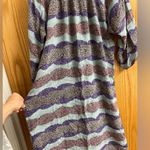 TUCKER Silk Blue Purple Abstract Stripes 3/4 Sleeve Midi Dress Medium Photo 3