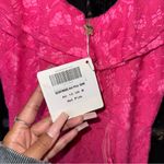 Angel Biba Rossi Hot Pink Off-Shoulder Ruffle Lace Midi Dress Photo 10