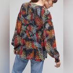 Anthropologie Akemi + Kin Balloon Sleeve Floral Chiffon Smocked Top Size S Photo 3