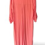 cupio Coral Pink High-Low Tunic Dress M Roll Tab Sleeve Lightweight Cover Up Photo 4
