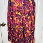 Farm Rio Pink Floral Yellow Fruit Dream Long Sleeve Tiered Mini Dress L Photo 1