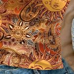 NWOT Golden Sun Paisley Halter Tankini Top Swimsuit, Unlined, Size L Orange Size L Photo 4