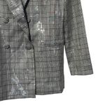 Jason Wu  Oversized Silver Gray Plaid Sequined Blazer Jacket Double Breasted S Photo 5