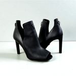 Michael Kors MICHAEL Lawson Open Toe Leather Bootie Sz 9 Black High Heel Holiday Photo 0