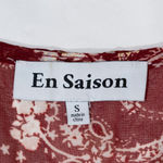 en saison Chiffon Red Gold Paisley Long Sleeve Pullover Pleated Maxi Dress S Photo 1