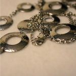 Chico's  Hammered Metal 30 inch Silver Tone Lobster Claw Clasp Necklace Photo 2